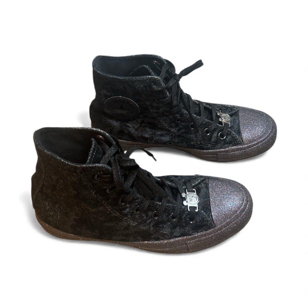 Converse Black High-Top Sneakers with Glitter Toe Caps